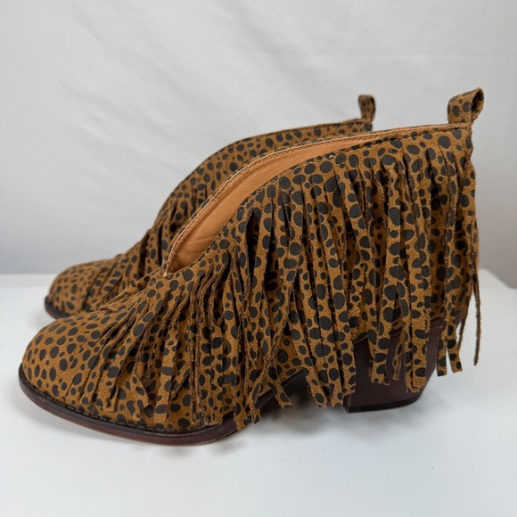 Maya Babe Fringe Ankle Boots Women's Cheetah Print Western Style Fun‎ Fashion 10 - Picture 4 of 15